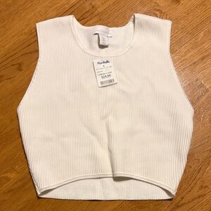 House of Harlow 1960 White Sleeveless Ribbed Top